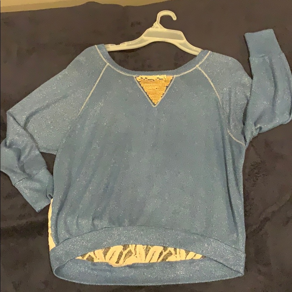Sweater, lace, glitter and sparkles, woman’s, blue
